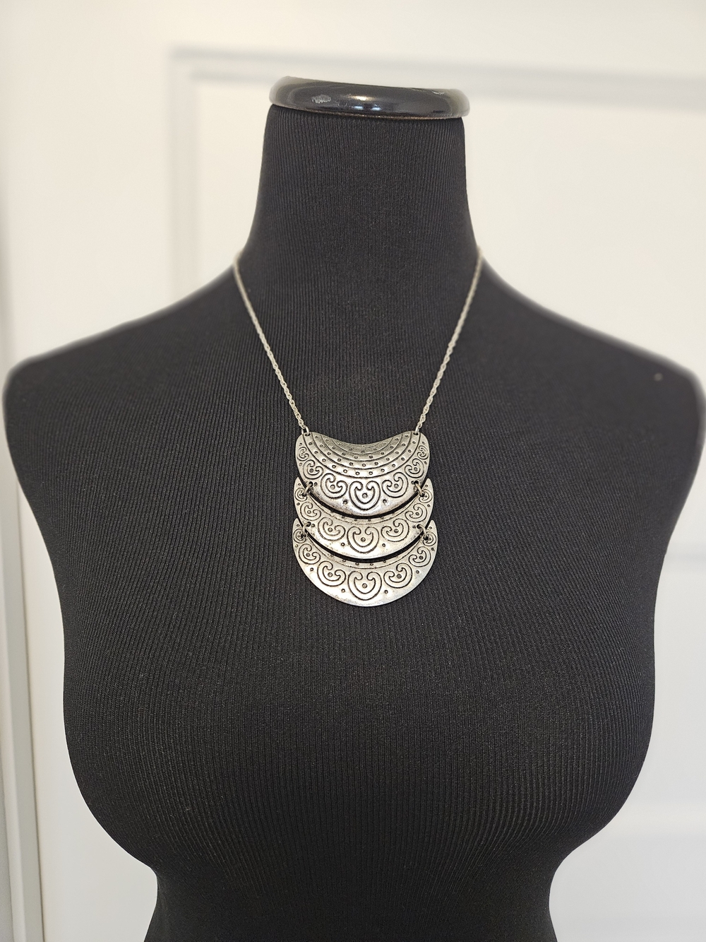 Silver-Tone Triple Layer Pendant Necklace - Women's Jewelry